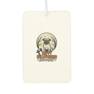 Pug Halloween Trick or Treat Vintage Engraving Des Car Air Freshener