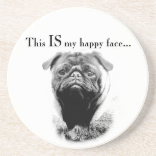 Pug Happy Face Coaster