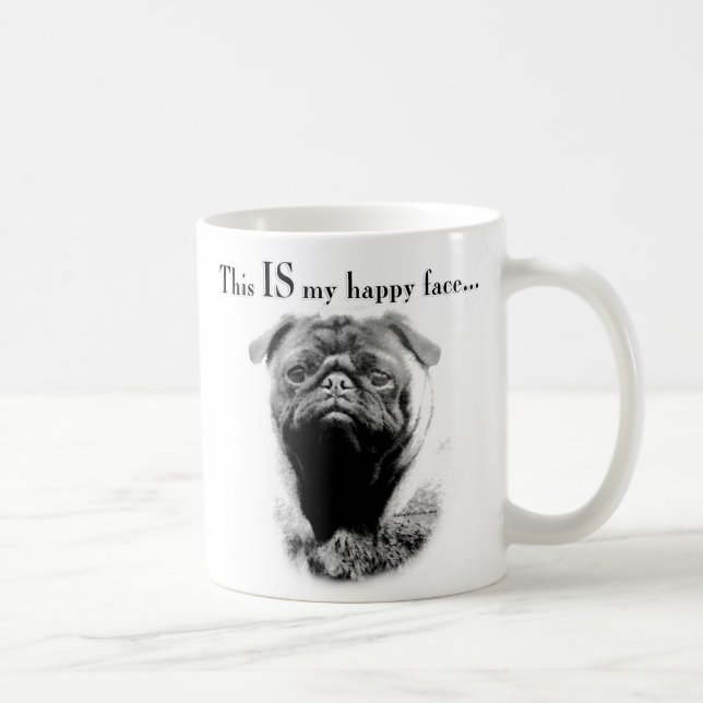 Pug Happy Face Coffee Mug (Right)