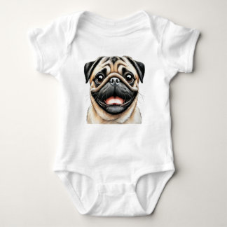 Pug Happy face Dog Baby Bodysuit