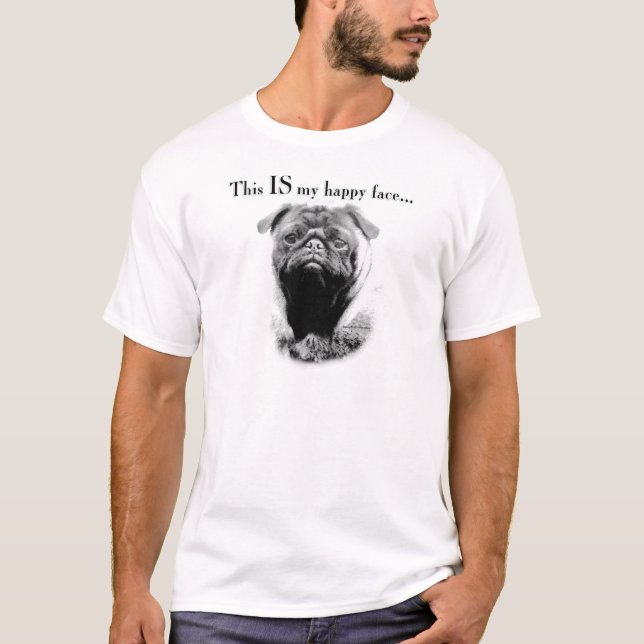 Pug Happy Face T-Shirt (Front)