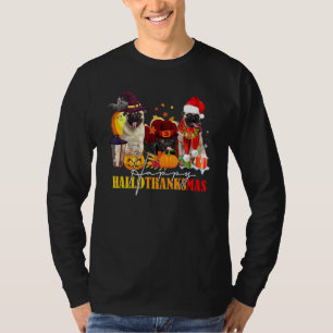 Pug Happy Hallothanksmas Halloween Thanksgiving Ch T-Shirt
