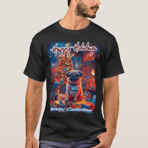 Pug HAPPY HOLIDAYS 105 MERRY CHRISTMAS T-Shirt