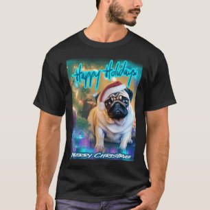 Pug HAPPY HOLIDAYS 122 MERRY CHRISTMAS T-Shirt
