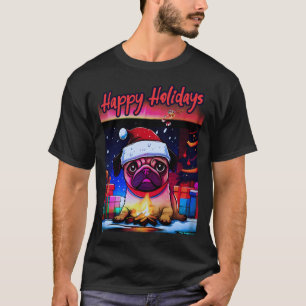 Pug HAPPY HOLIDAYS 28 T-Shirt