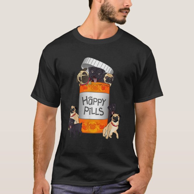Pug Happy Pill T-Shirt (Front)