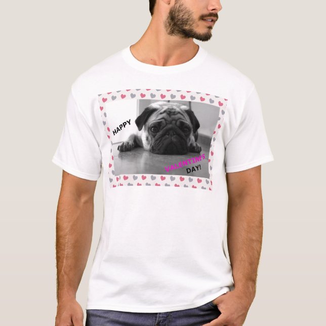 Pug Happy Valentine's Day T-Shirt (Front)