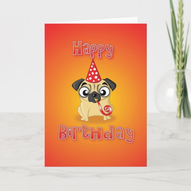 pug - hat&whistle - happy birthday card (Front)