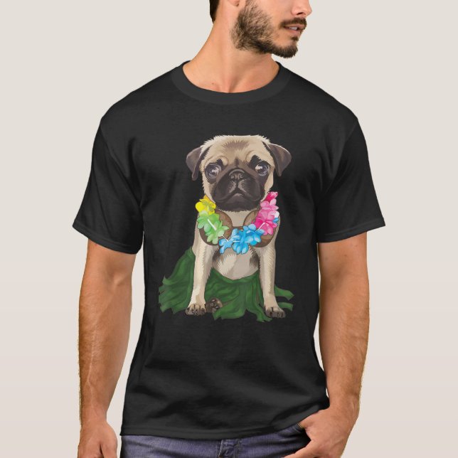 Pug Hawaiian Hula Dance Cool Aloha Animal Funny Gi T-Shirt (Front)