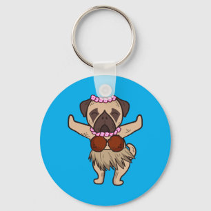 Pug Hawaiian Hula Dance Cool Aloha Animal Funny Key Ring