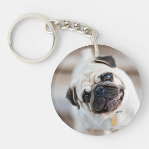 Pug Head Tilt Key Ring