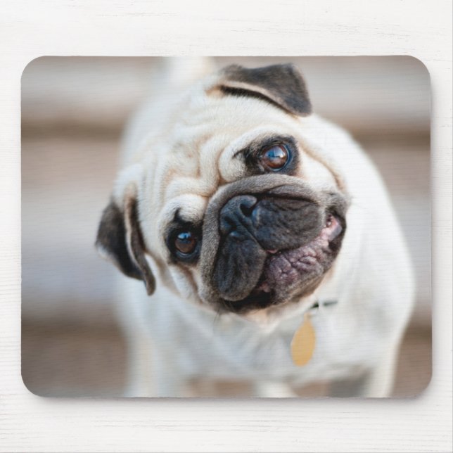 Pug Head Tilt Mouse Pad (Front)