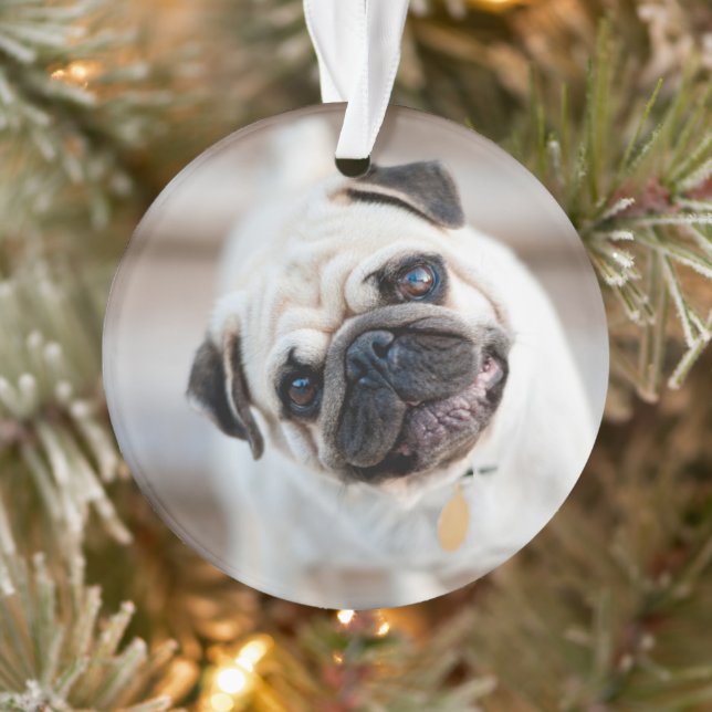 Pug Head Tilt Ornament (Tree)