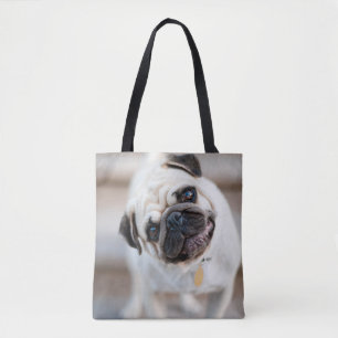 Pug Head Tilt Tote Bag