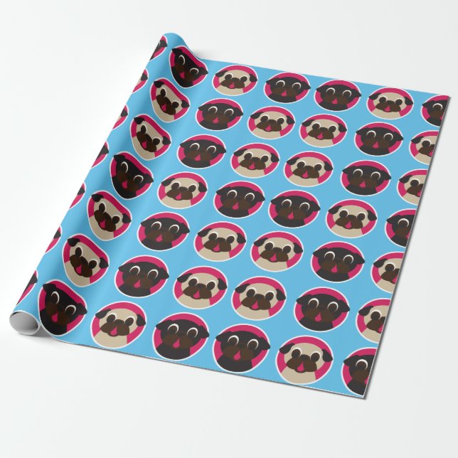 Pug Heads Wrapping Paper - Large (Unrolled)