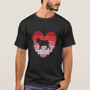 Pug Heart Love Valentines Day Vintage Retro Sunset T-Shirt