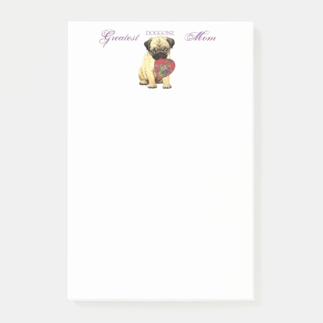 Pug Heart Mum Post-it Notes (Front)