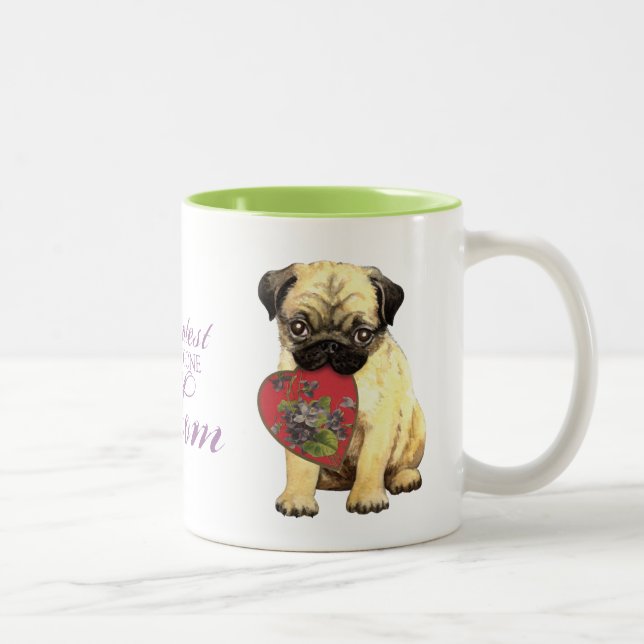 Pug Heart Mum Two-Tone Coffee Mug (Right)