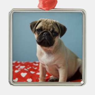 Pug Heart Puppy Metal Tree Decoration