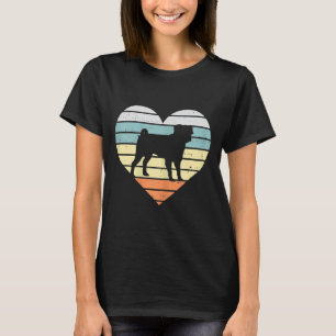 Pug Heart Sunset Retro Animal Pet Dog Lover Owner  T-Shirt