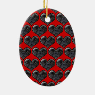 Pug Hearts Ceramic Ornament