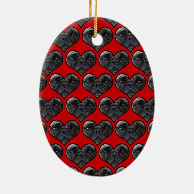 Pug Hearts Ceramic Ornament (Back)