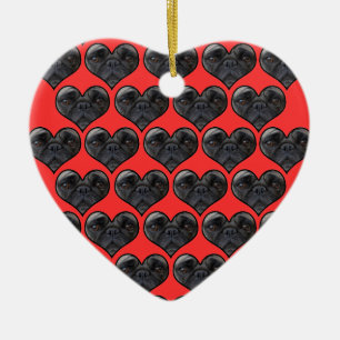Pug Hearts Ceramic Ornament