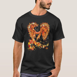 Pug Hello Autumn Dog Leaves Heart Fall Thanksgivin T-Shirt