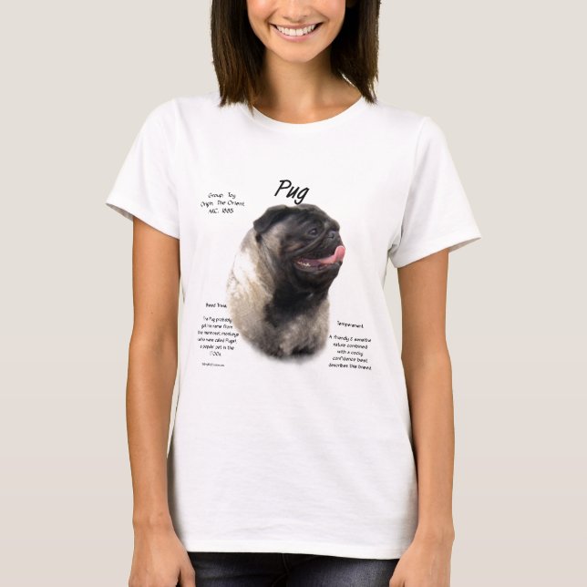 Pug History Design T-Shirt (Front)