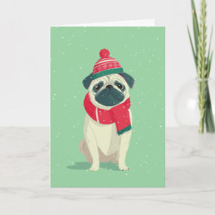Pug Holiday Greeting Card