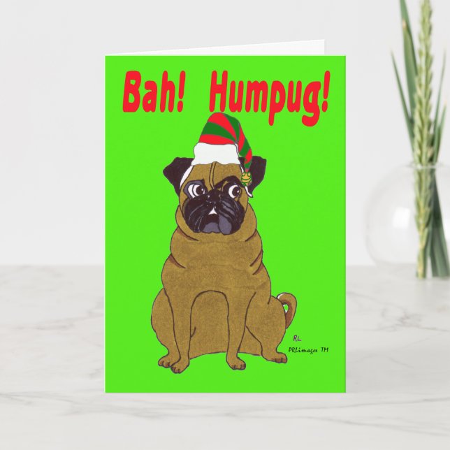 Pug Holiday Greeting Card (Front)