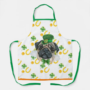 Pug Holiday Home Decor St Patrick's Day Dog Apron
