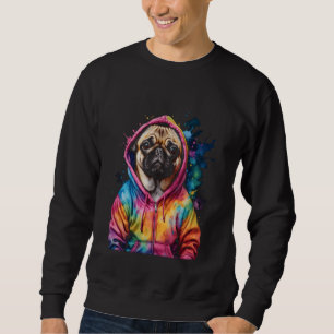 Pug Hoodie Dog Colourful Funny Animal Art Print Gr