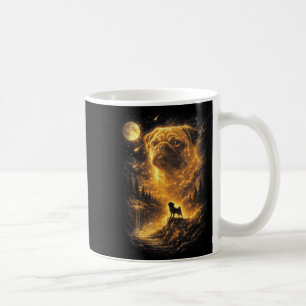Pug howling moon vintage 90s dog meme dog lover coffee mug