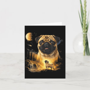 Pug Howling to The Moon Vintage 90s Funny Dog Card