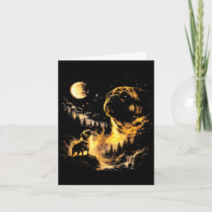 Pug howling to the moon vintage 90s funny dogPug h Card