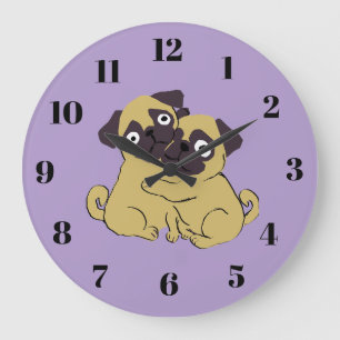 Pug hug large clock