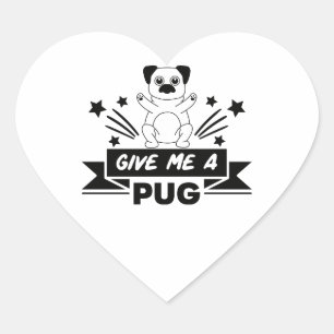 Pug Hug Puppy Mum Dog Dad Fur Mama Hello Love Heart Sticker