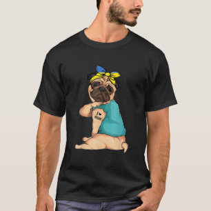 Pug I Love Ukraine Flag Dog Lover Ukrainian Pride T-Shirt