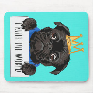Pug I Rule The World Gift, Funny Pug Lover Gift Mouse Pad