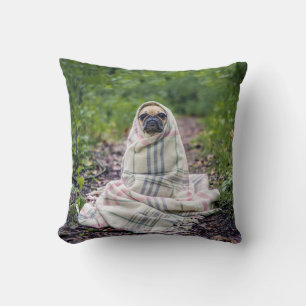 Pug in a Blanket Cushion