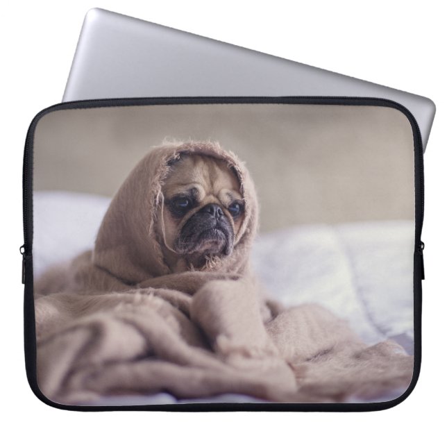 Pug in A Blanket Cute Pug Laptop Sleeve (Front)