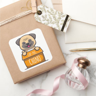 Pug in a Cup – Cap-Pug-Chino Square Sticker