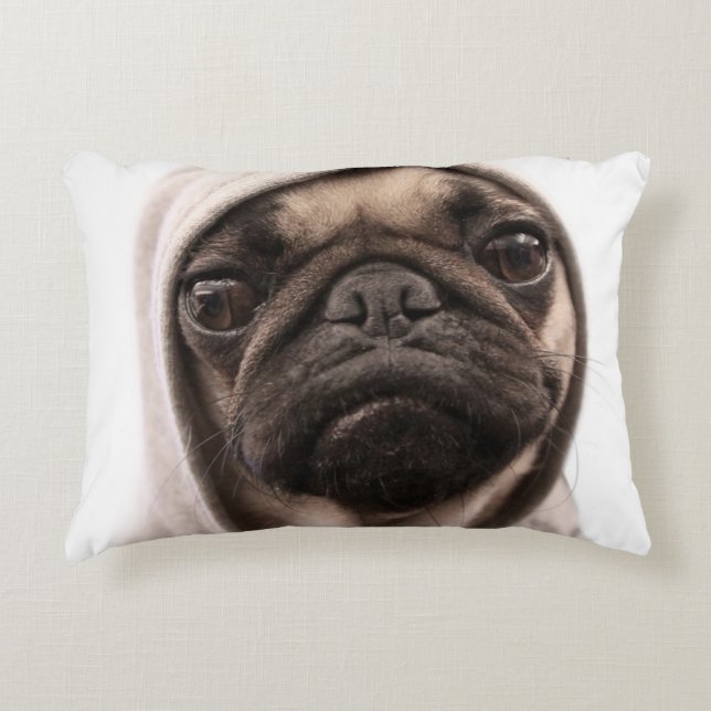 Pug In A Hoodie Decorative Cushion (Front)