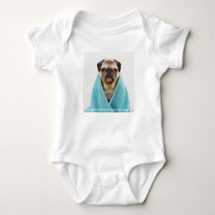 Pug in a Towel Baby Bodysuit