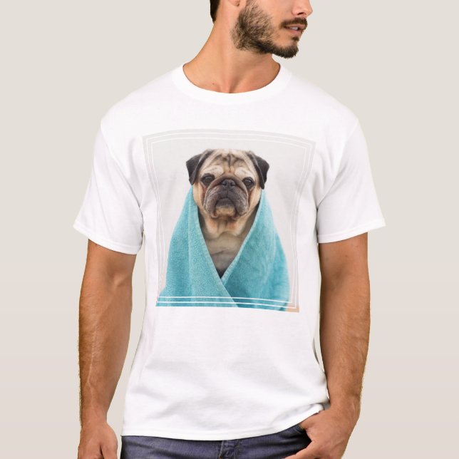 Pug in a Towel T-Shirt (Front)