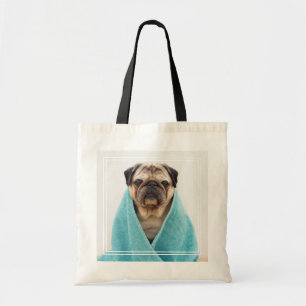 Pug in a Towel Tote Bag