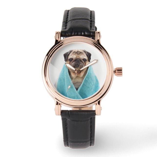 Pug in a Towel Watch (Front)