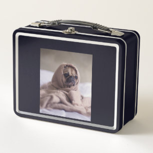 Pug In Blanket Cute Pug Dog Lover Gift Metal Lunch Box
