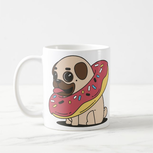 Pug In Doughnut Coffee Mug (Left)